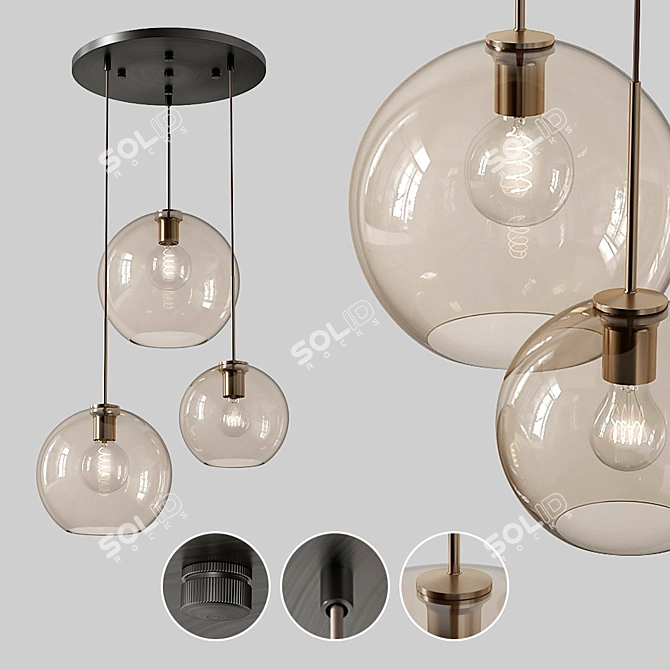 Elegant Vilmo Trio A Chandelier 3D model image 1