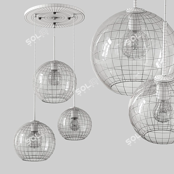 Elegant Vilmo Trio A Chandelier 3D model image 5