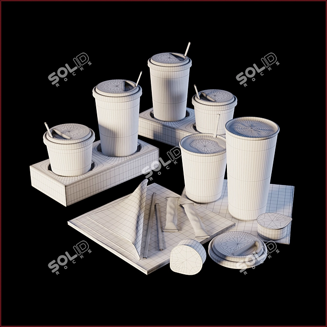 KFC Coffee Cups: Classic Design with Accessories 3D model image 2