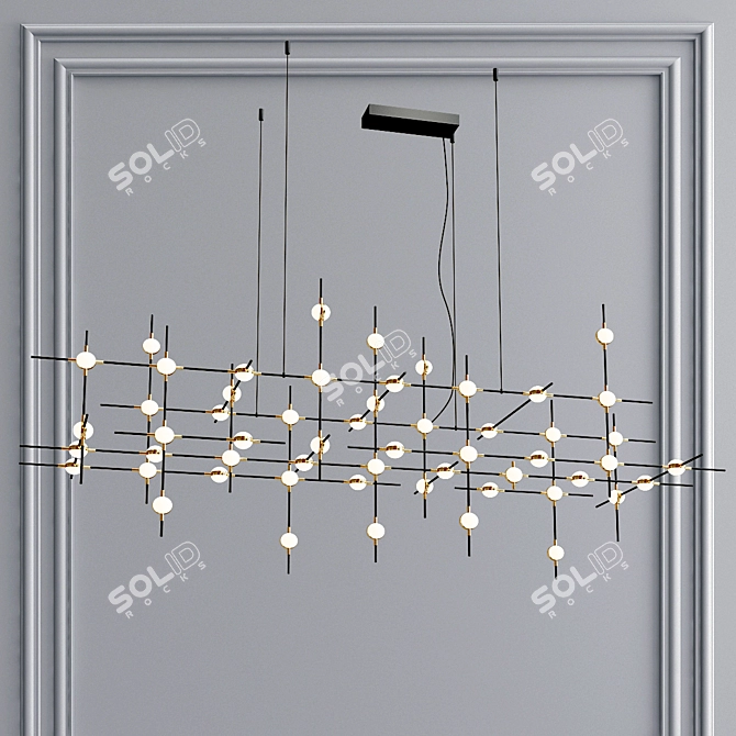 Illuminati Molecular Chandelier: Black & Gold Elegance 3D model image 2