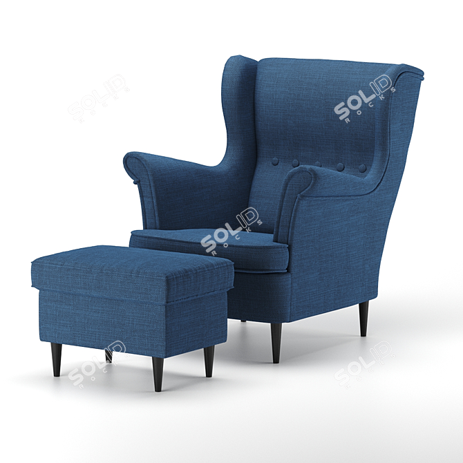 Modern Comfort: Strandmon Chair & Footstool 3D model image 2