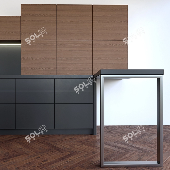  Sleek Black Kitchen Set 3D model image 3
