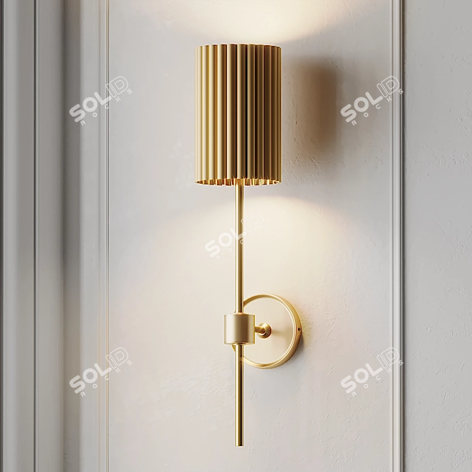 Elegant Fluted Gold Wall Sconce 3D model image 1