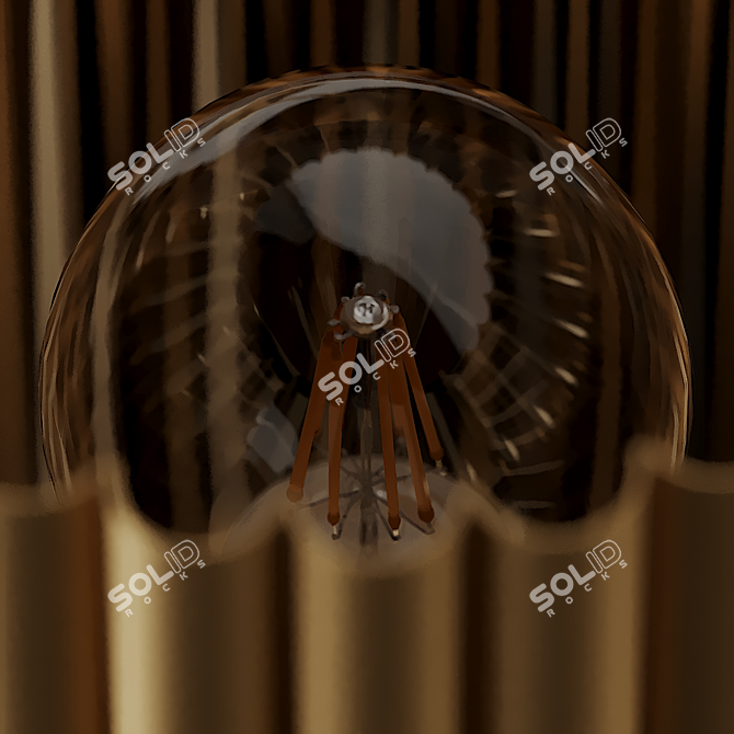 Elegant Fluted Gold Wall Sconce 3D model image 3