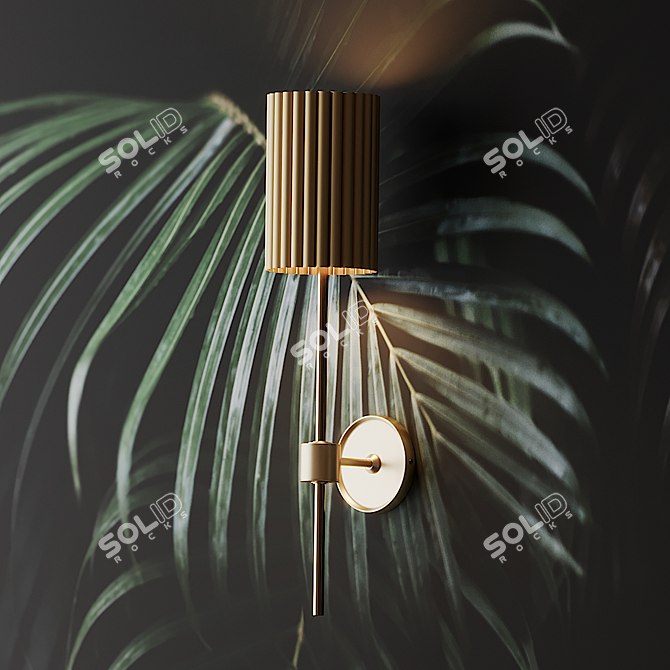 Elegant Fluted Gold Wall Sconce 3D model image 4