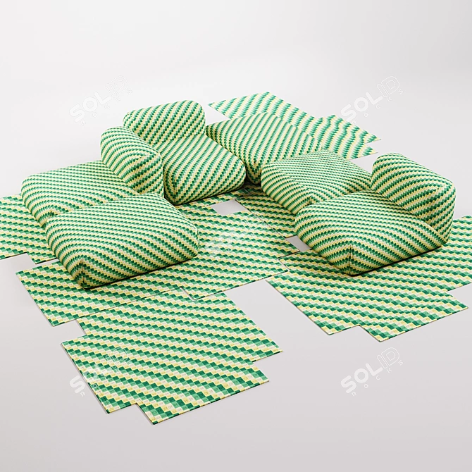 Mangas Collection: Rug & Poufs by Patricia Urquiola 3D model image 3