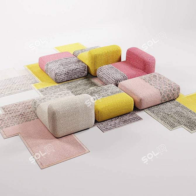Mangas Collection: Rug & Poufs by Patricia Urquiola 3D model image 4