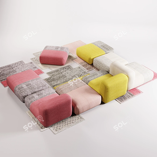 Mangas Collection: Rug & Poufs by Patricia Urquiola 3D model image 8