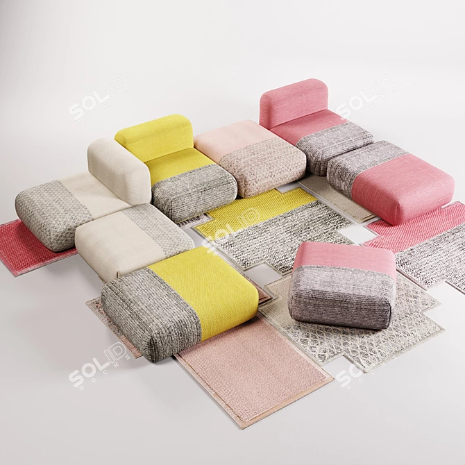 Mangas Collection: Rug & Poufs by Patricia Urquiola 3D model image 10