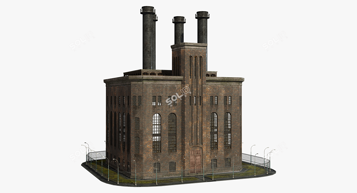 Vintage Industrial Factory Model 3D model image 2