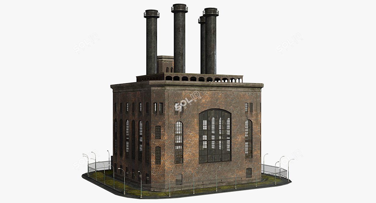 Vintage Industrial Factory Model 3D model image 3