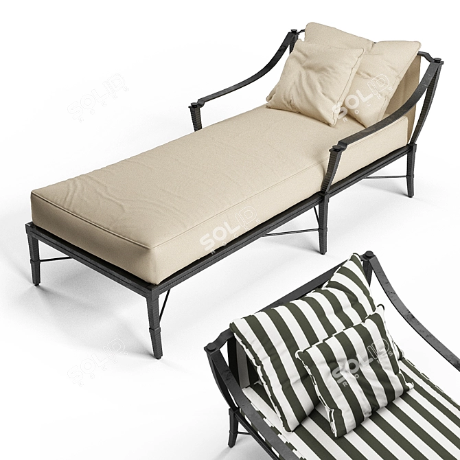 Elegant Century Royal Chaise 3D model image 1