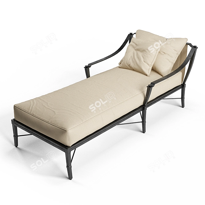 Elegant Century Royal Chaise 3D model image 2