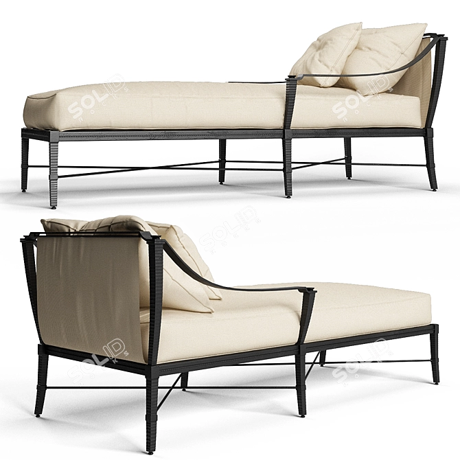 Elegant Century Royal Chaise 3D model image 4