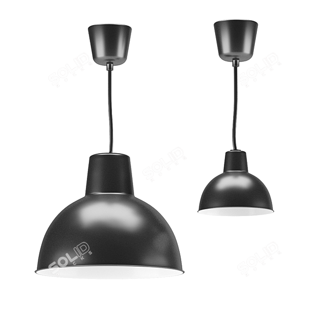 Sleek Black Pendant Light 3D model image 2