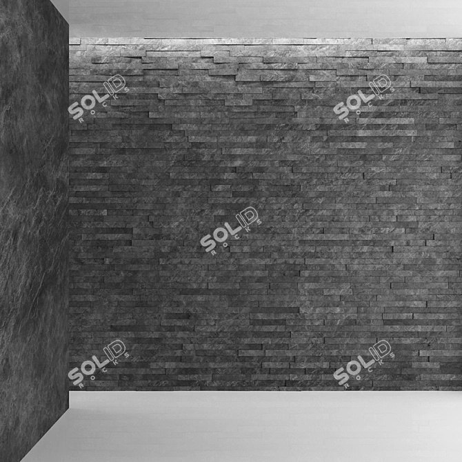 Black Slate Stone Panels - High-Quality Material & Textures 3D model image 4