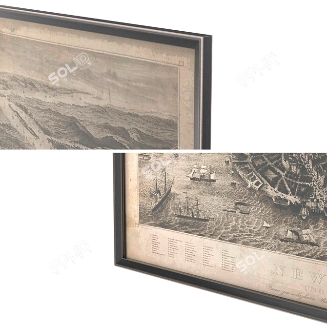 Historic New York Aerial Engraving 3D model image 3