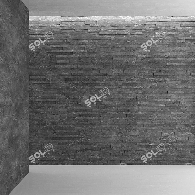 Sleek Black Slate Paneling 3D model image 4