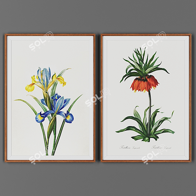 Wooden Frame Art Set: 2-Piece Collection 3D model image 1