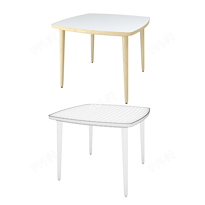 Modern White Birch Table 3D model image 4