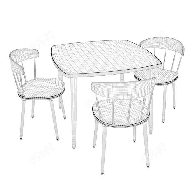 Modern White Birch Table 3D model image 5