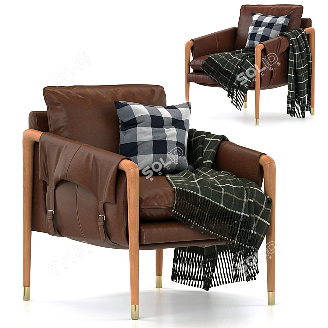 Sleek Havana Leather Chair 3D model image 1