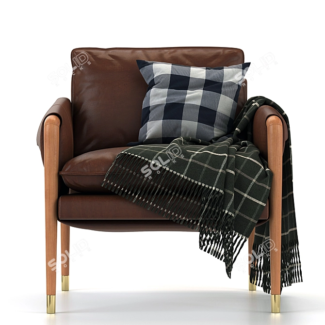 Sleek Havana Leather Chair 3D model image 2