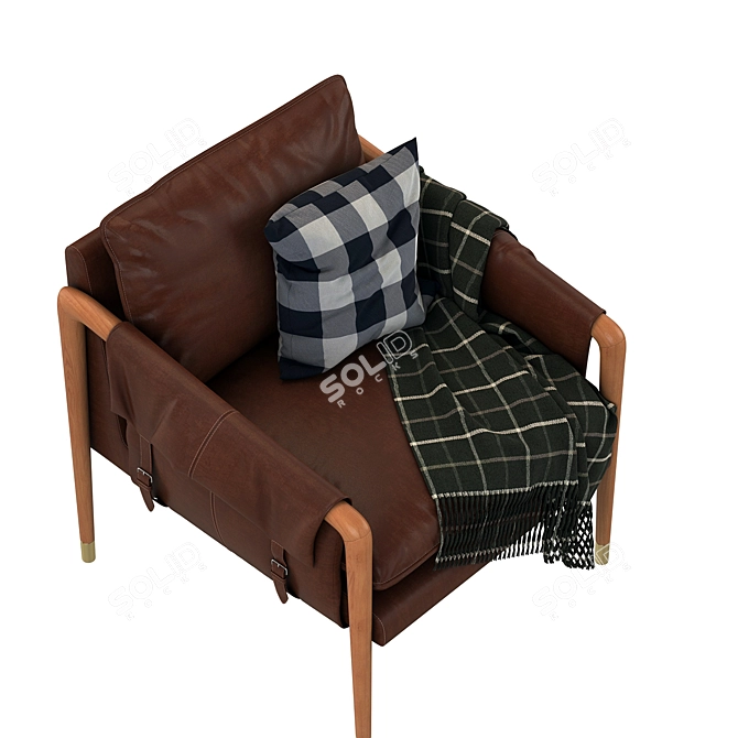 Sleek Havana Leather Chair 3D model image 3