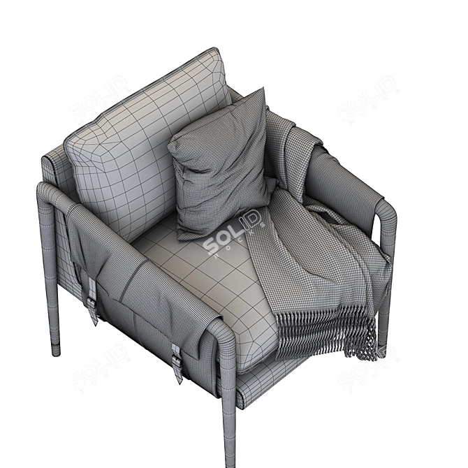 Sleek Havana Leather Chair 3D model image 5