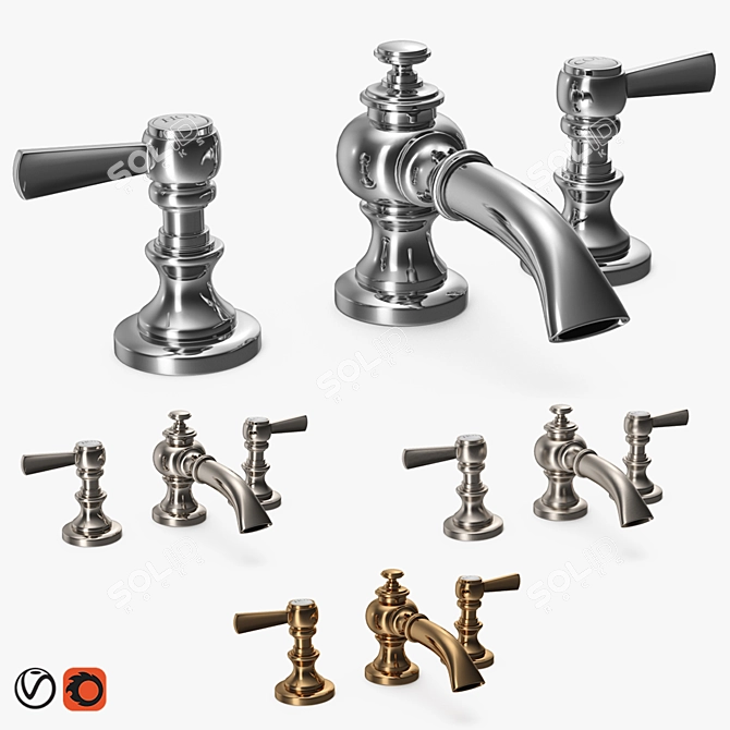 Luxurious Lugarno Bathroom Faucet 3D model image 1