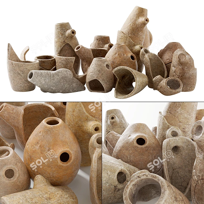 Clay Splinter Decor Set 3D model image 1