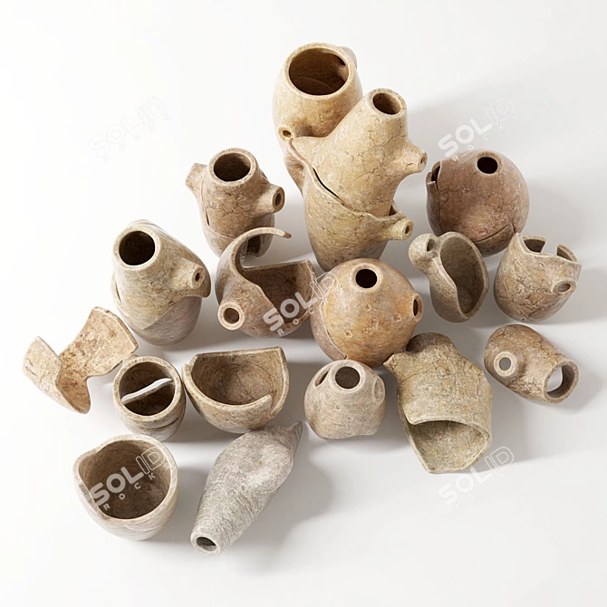 Clay Splinter Decor Set 3D model image 4