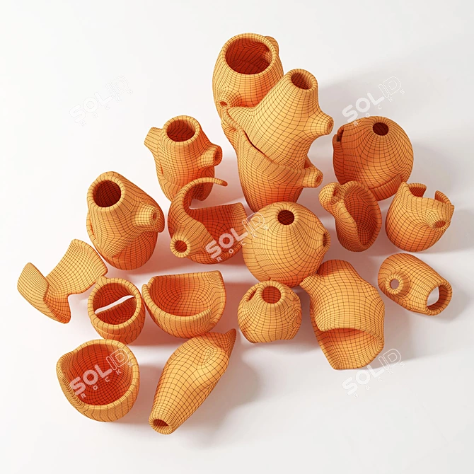 Clay Splinter Decor Set 3D model image 5