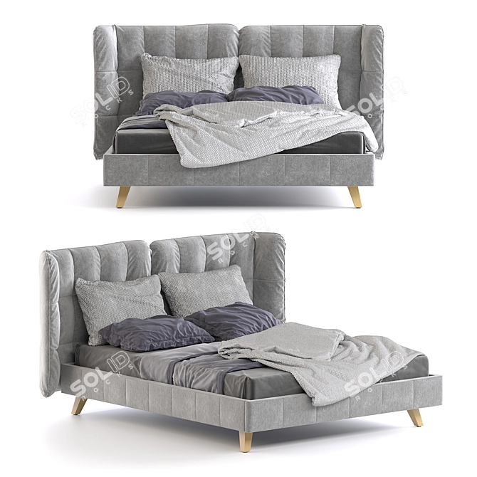 Elegant Callisto Bed: W 1780mm, D 2150mm, H 1130mm. 3D model image 1