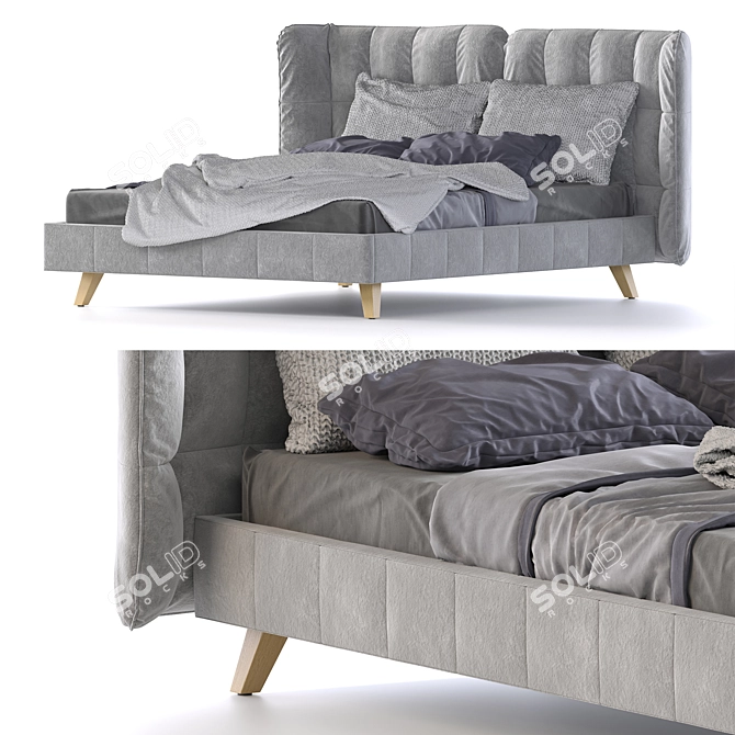 Elegant Callisto Bed: W 1780mm, D 2150mm, H 1130mm. 3D model image 2