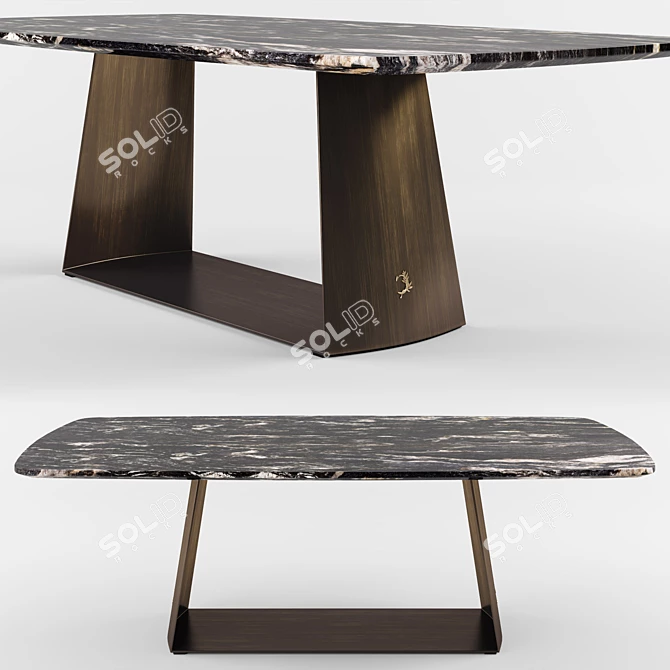 Modern Adria Velvet Chair with Teseo Marble Table 3D model image 3