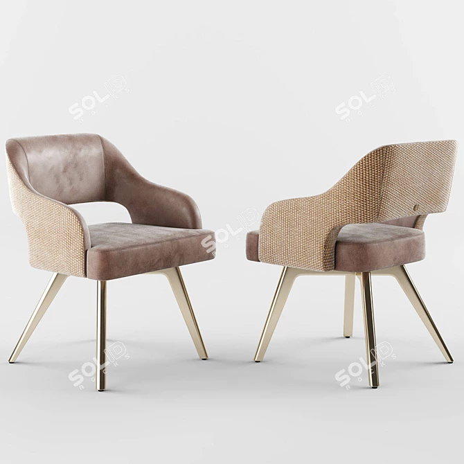 Modern Adria Velvet Chair with Teseo Marble Table 3D model image 4