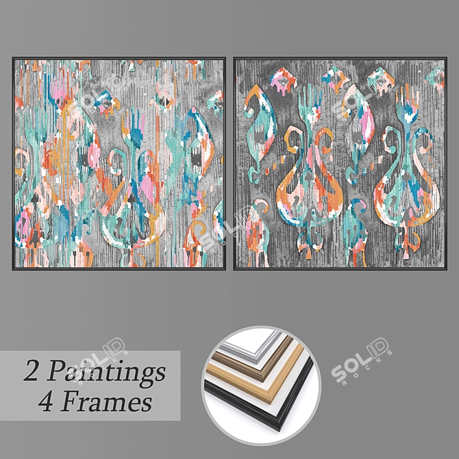 Artful Impressions: Set of Wall Paintings 3D model image 1