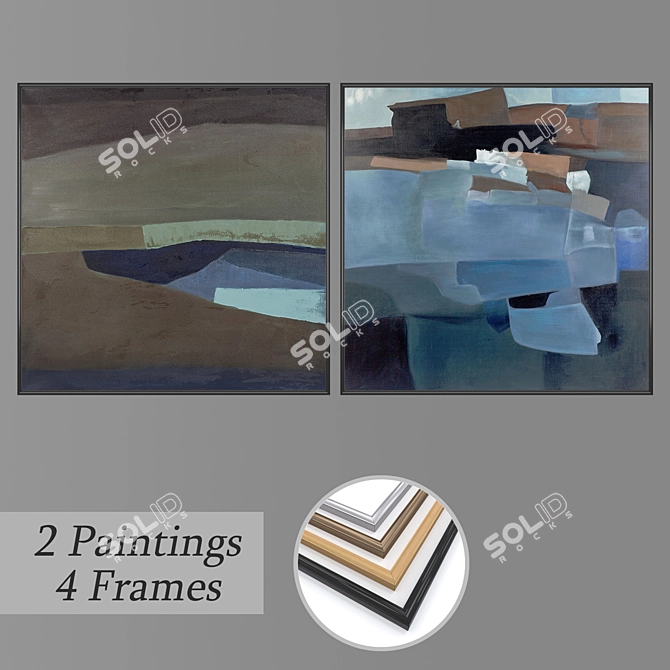 Decorative Wall Art Set with Frame Options 3D model image 1