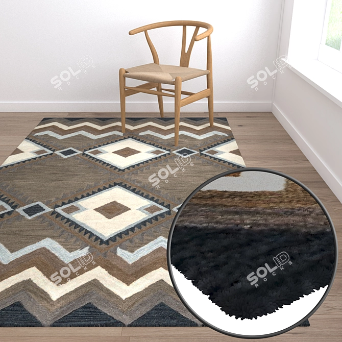 High-Quality Rug Set: 3 Variations 3D model image 5