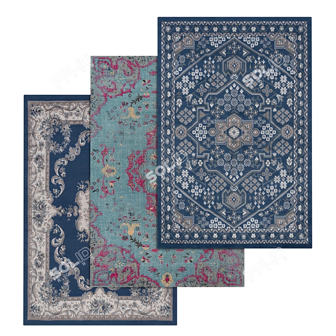 Versatile 3-Piece Carpet Set 3D model image 1