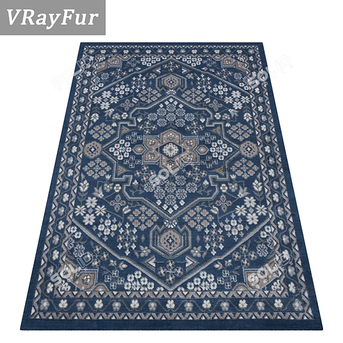 Versatile 3-Piece Carpet Set 3D model image 2