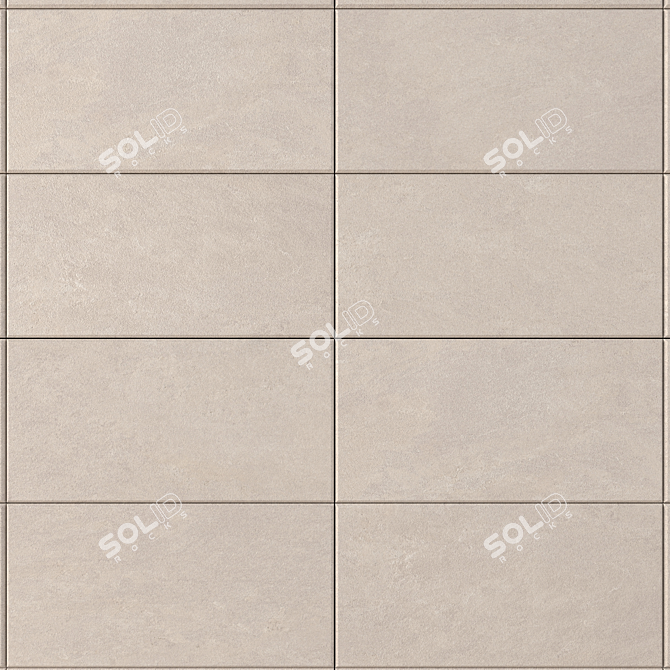 Basalt Beige Concrete Wall Tiles Set 3D model image 2