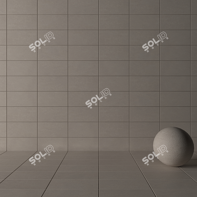 Basalt Beige Concrete Wall Tiles Set 3D model image 3