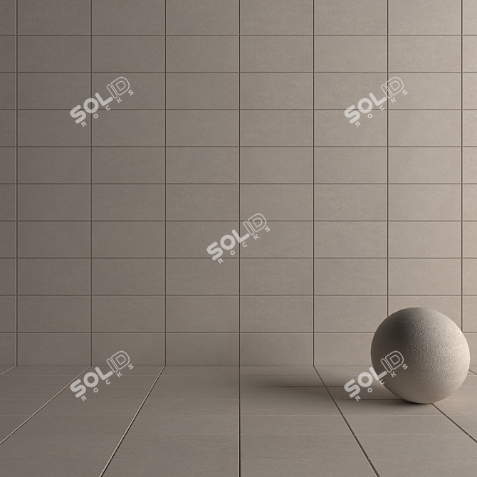 Basalt Beige Concrete Wall Tiles Set 3D model image 4