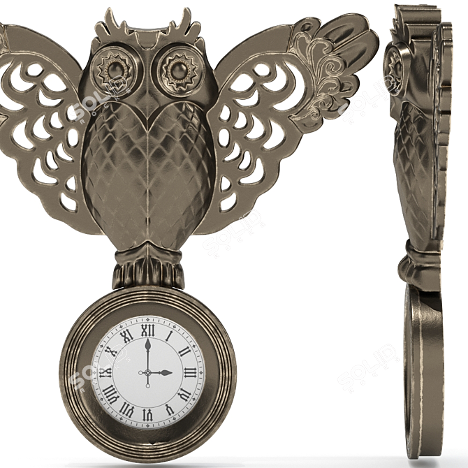 Whimsical Owl Wall Clock 3D model image 2