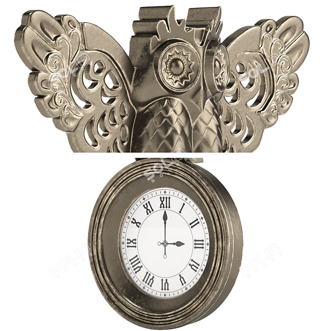 Whimsical Owl Wall Clock 3D model image 4