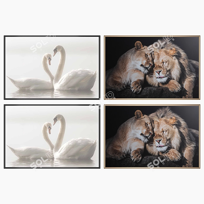 Elegant Wall Art Set with Versatile Frames 3D model image 2