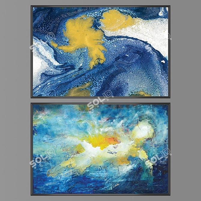 Wall Art Set: No. 1160 - 2 Paintings with 4 Frame Options 3D model image 1