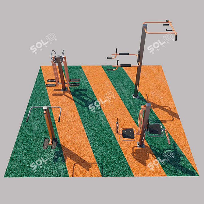 Portable Street Fitness Equipment 3D model image 3